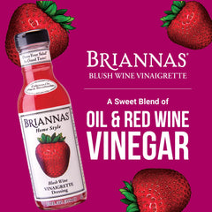 BRIANNAS dressing pouring from bottle onto greens for easy serving