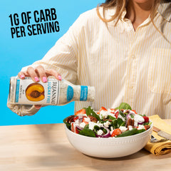 BRIANNAS drizzled on fresh fruit salad showing sweet pairing with less sugar