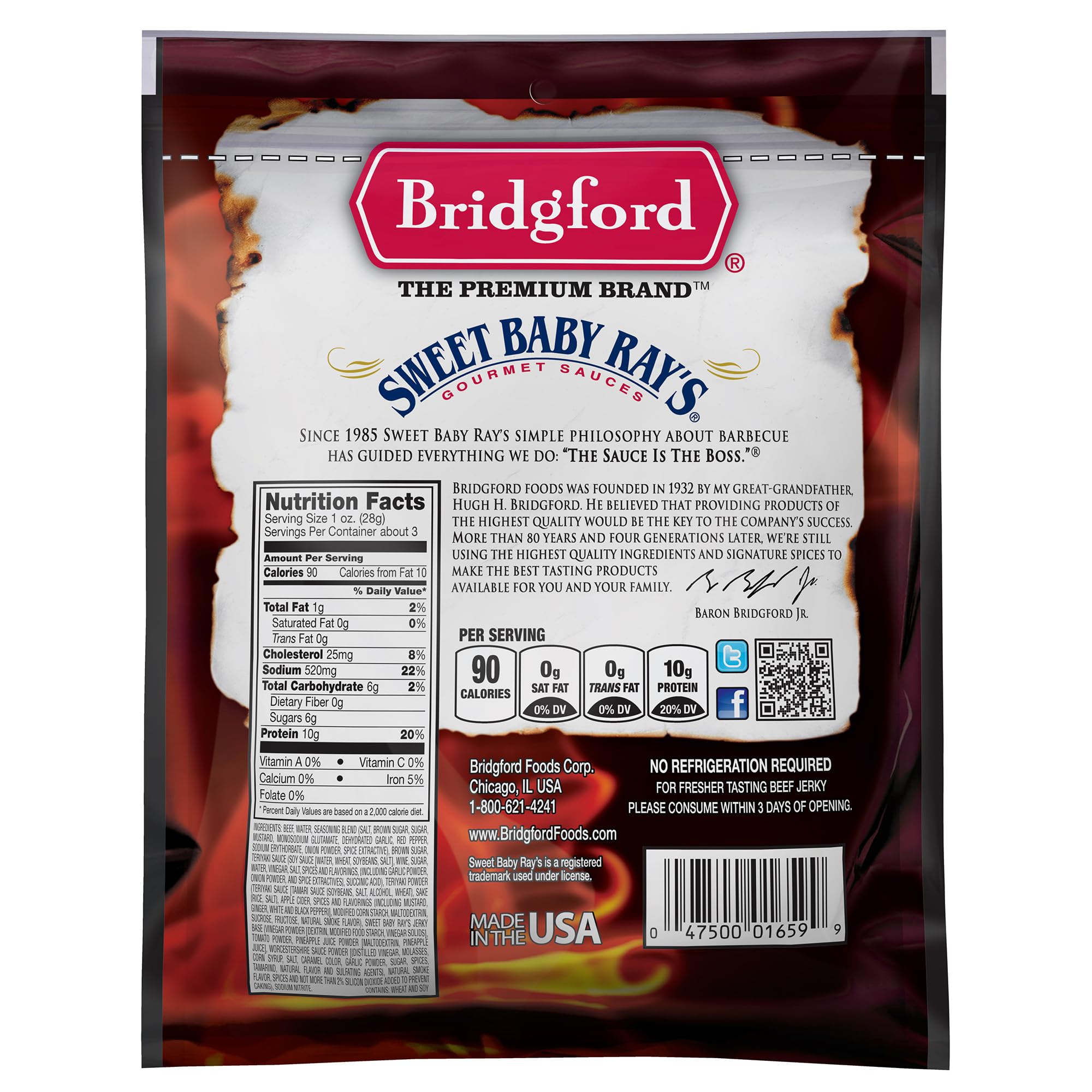 bridgford close-up of jerky strips highlighting tender texture and smoky flavor