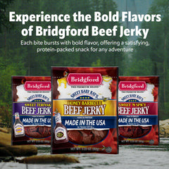 bridgford pouch opened with jerky visible for quick ready-to-eat protein