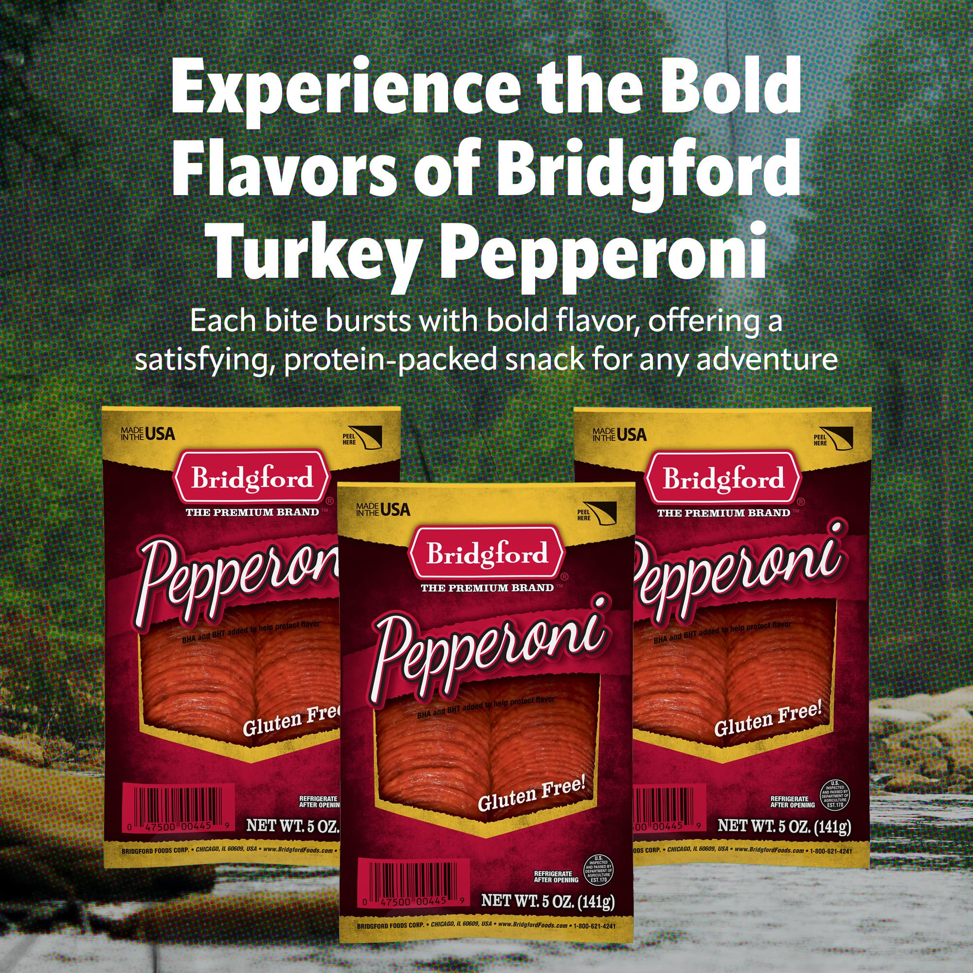 Bridgford slices melting on pizza for crisp edges and flavor