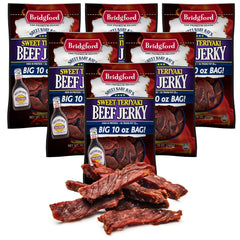 Bridgford front packaging showing Sweet Baby Ray's teriyaki flavor and convenient six-pack