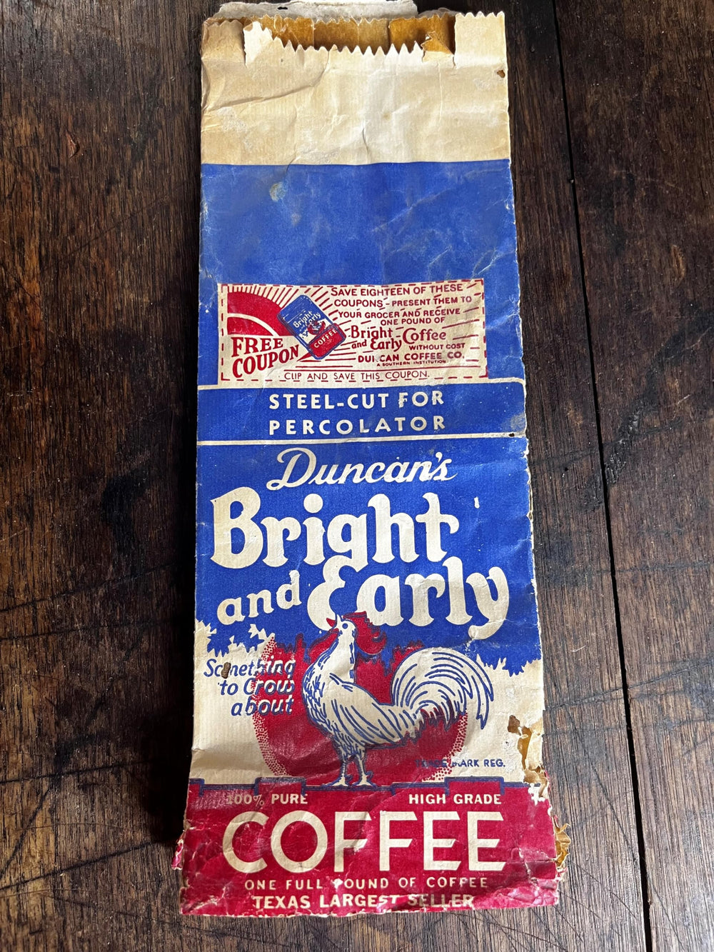 Bright and Early 2.5 lb bag next to a coffee scoop demonstrating large quantity value