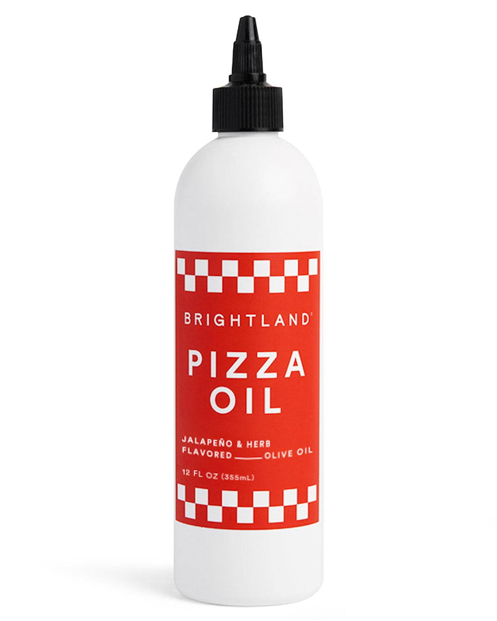 Brightland bottle front view showing label and 12 fl oz size for easy use