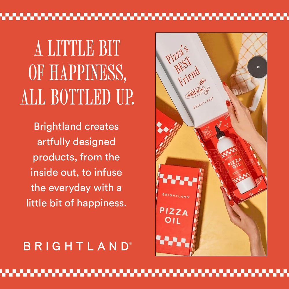 Brightland bottle staged in kitchen showing everyday finishing oil convenience