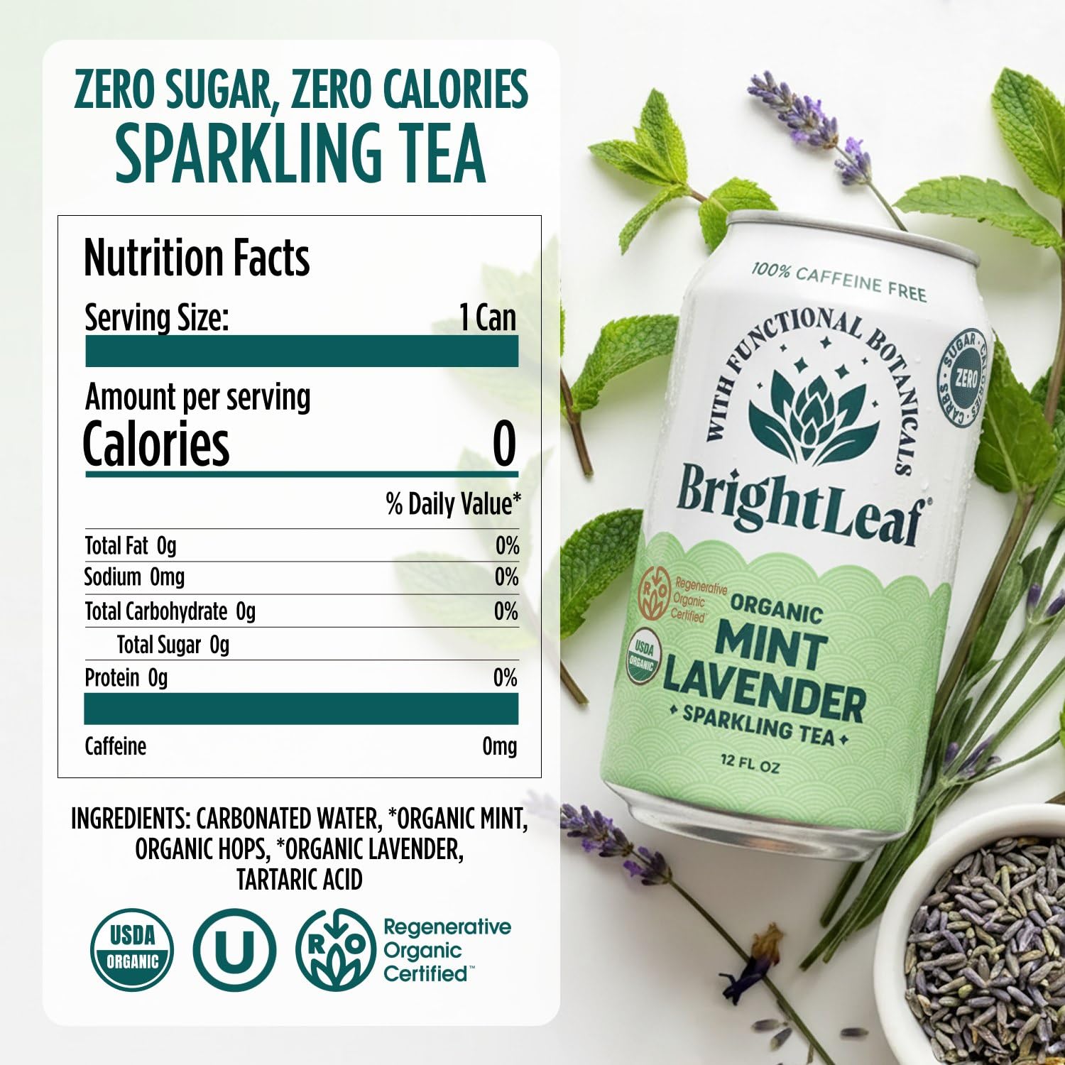 BrightLeaf can top opened showing carbonation and ready-to-drink refreshment