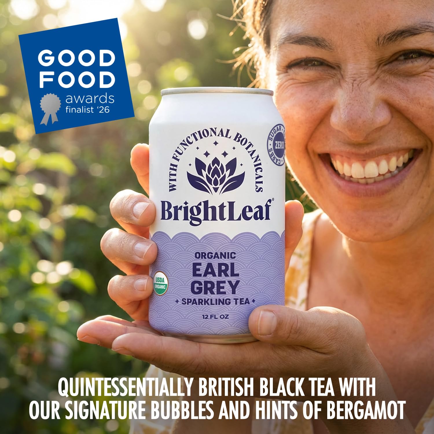 BrightLeaf can on ice in a glass highlighting cooling refreshment and social use