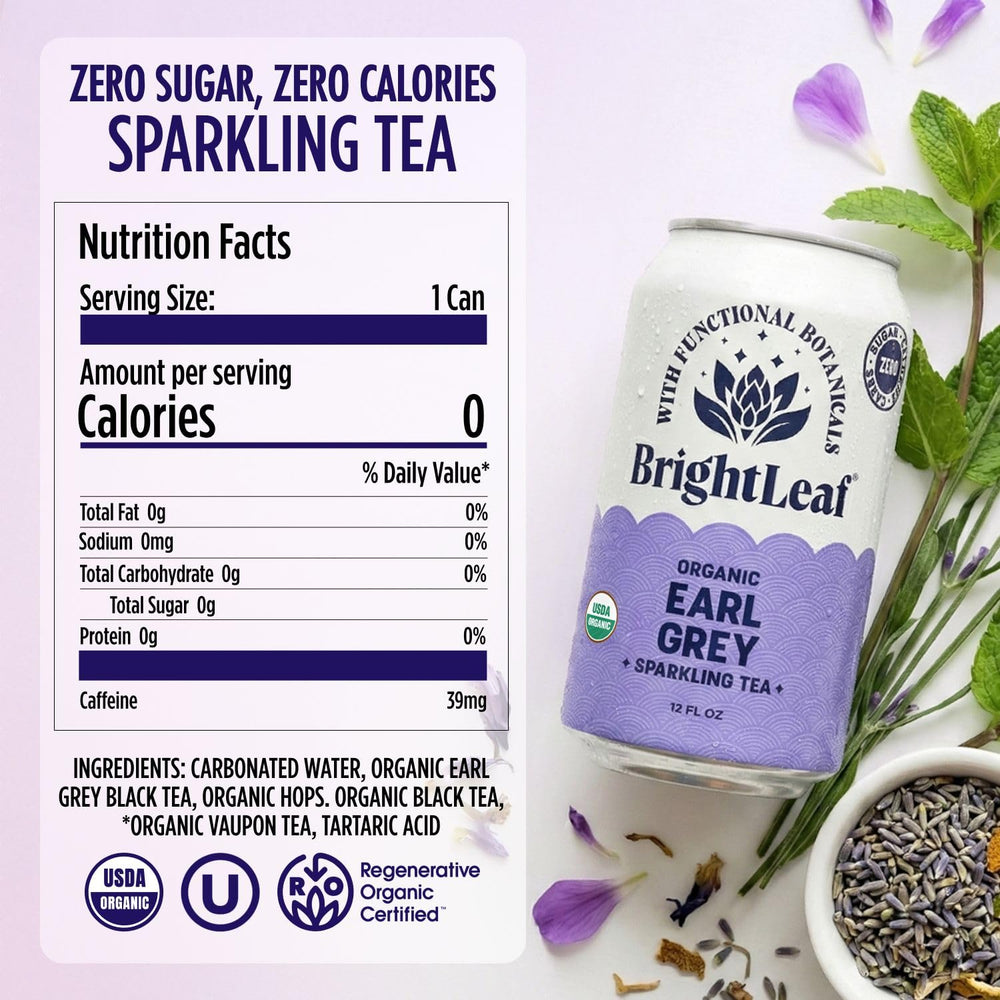 BrightLeaf label close-up showing organic certification and ingredient clarity
