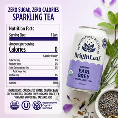 BrightLeaf label close-up showing organic certification and ingredient clarity