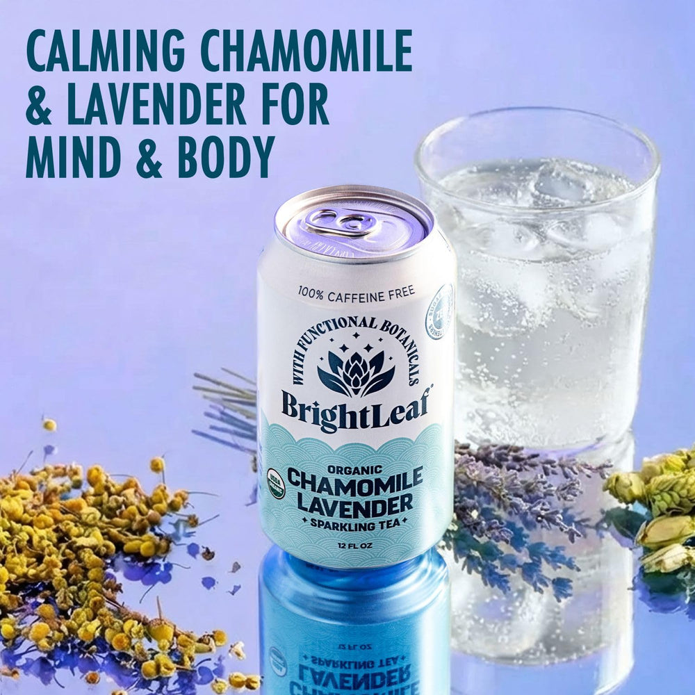 BrightLeaf pouring into a glass over ice demonstrating bright effervescence and refreshing sip