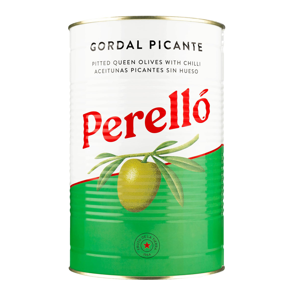 Brindisa jar front view showing Gordal pitted olives ready to serve