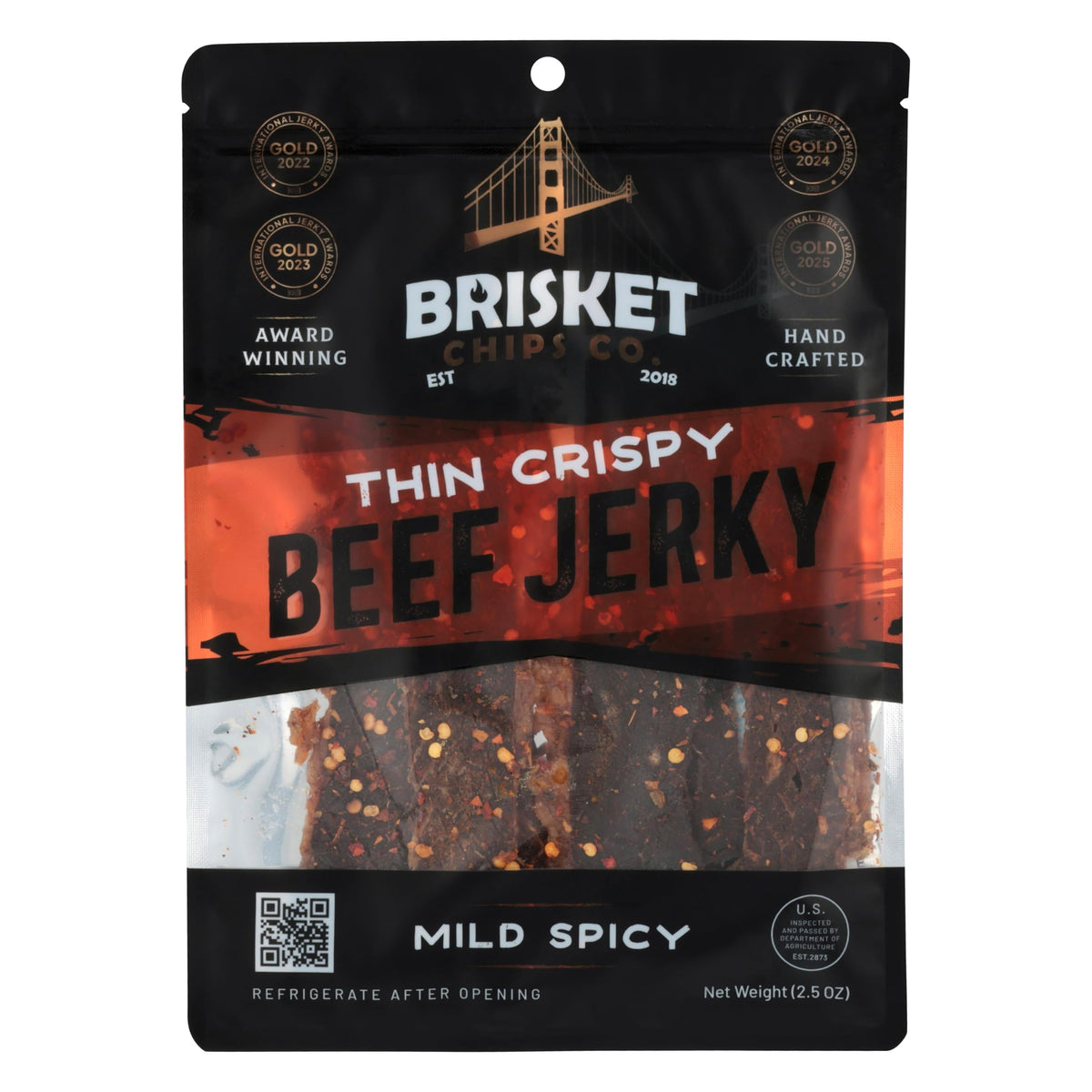 Generic Brisket Chips Co front packaging showing product and protein benefit