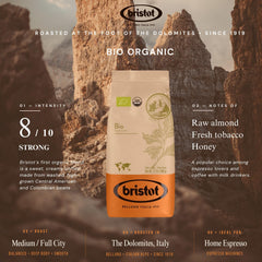 Bristot close-up of whole beans highlighting organic texture and aroma