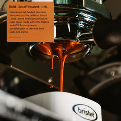 Bristot decaf 500g bag next to ruler illustrating size and serving value