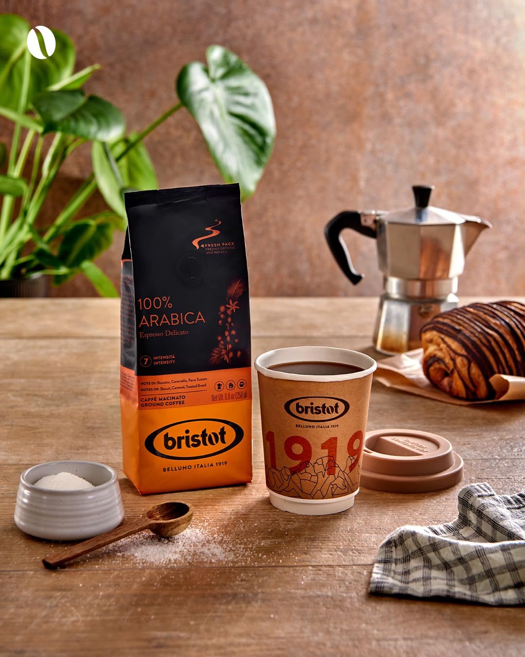 Bristot single-origin beans from Brazil Guatemala Colombia India showing quality