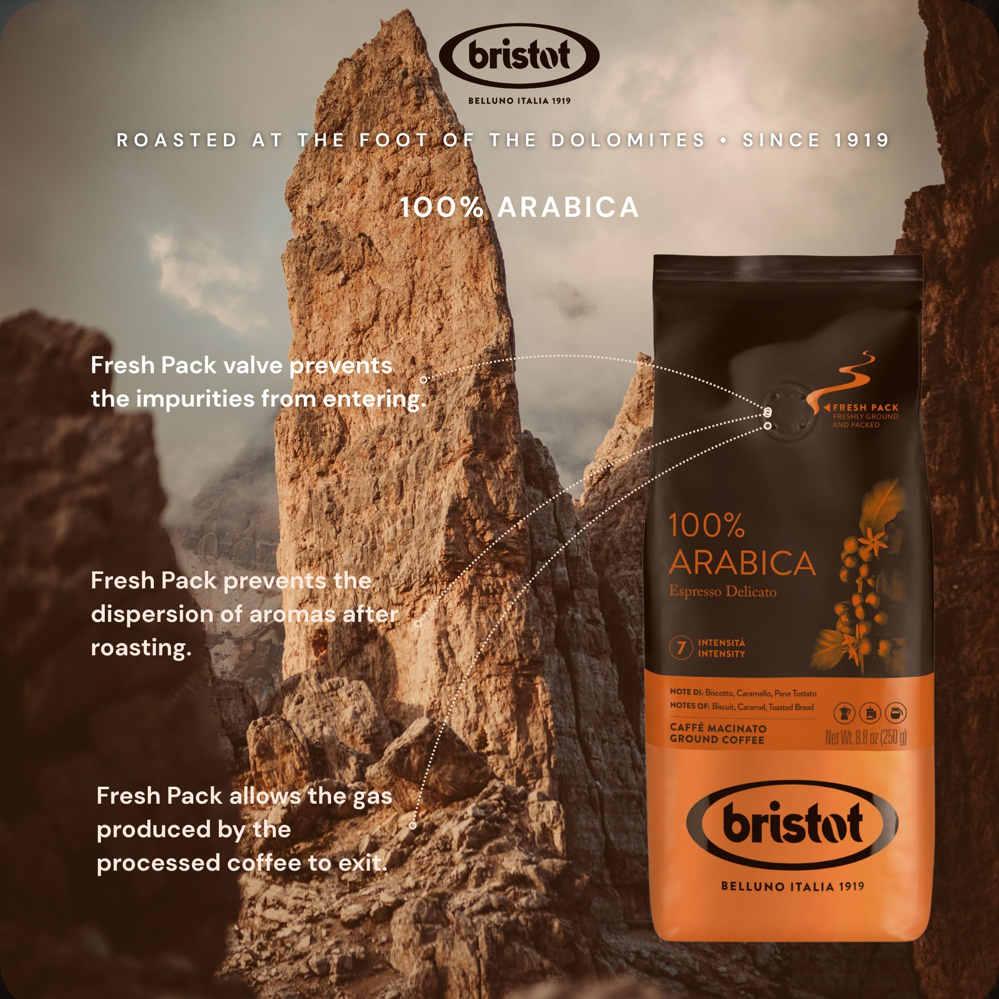 Bristot brewing in moka pot demonstrating rich crema and balanced extraction