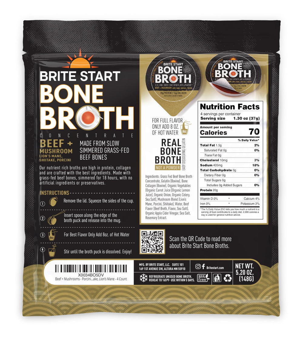 Brite Start close-up of packet being poured into cup highlighting easy prep and fast mixability