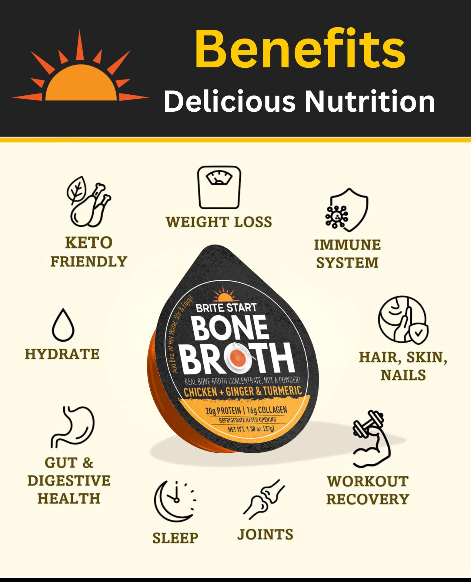 Close-up of Brite Start broth gel texture highlighting collagen and gelatin richness