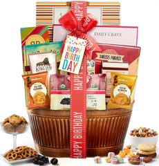 Broadway Basketeers front packaging showing festive ribbon and ready-to-gift presentation