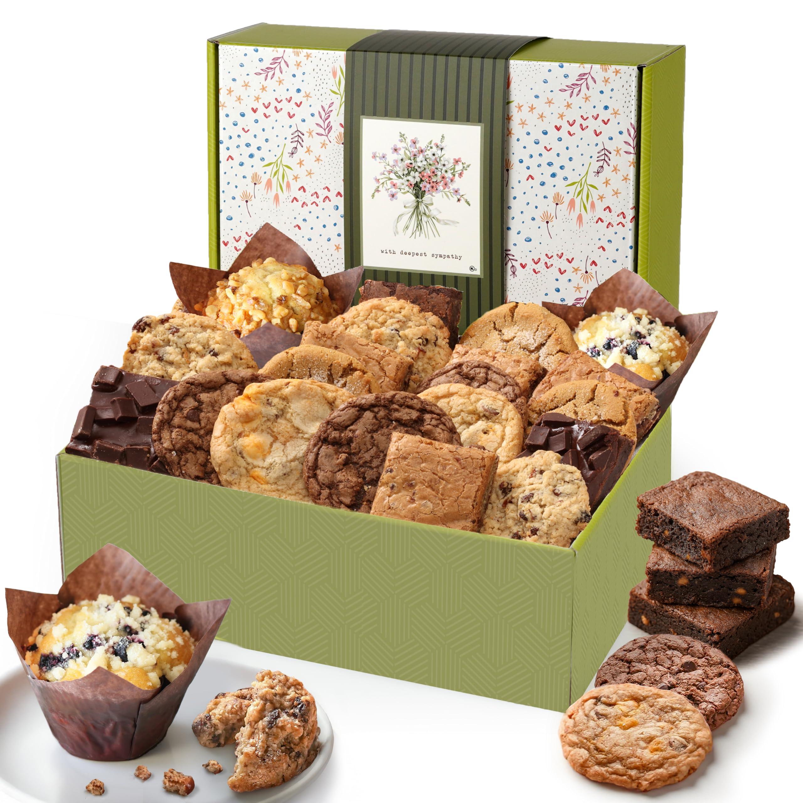 Broadway Basketeers front view sympathy box with ribbon, comforting presentation