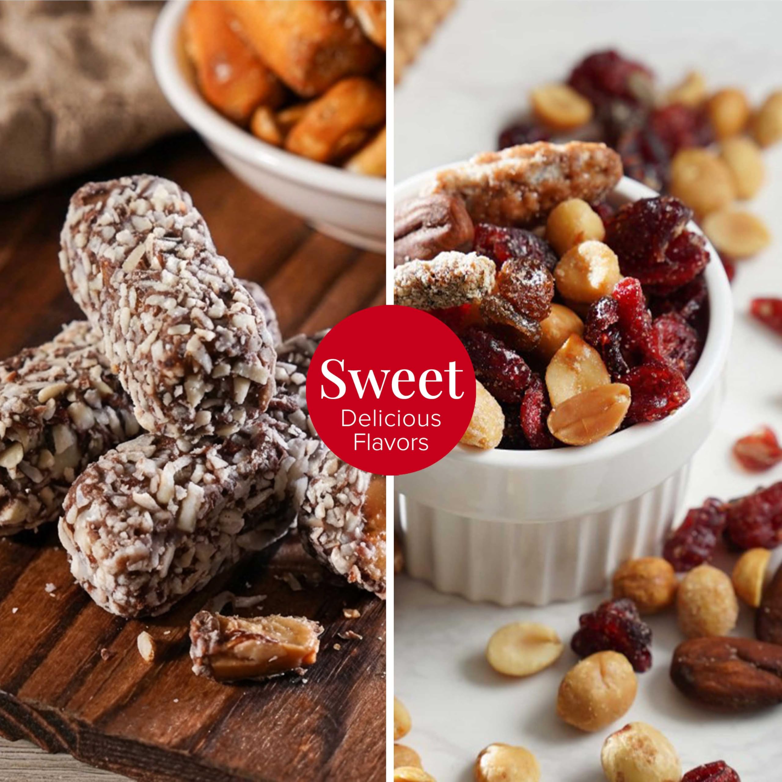 Broadway Basketeers popcorn and pretzel mix highlighting savory and sweet balance