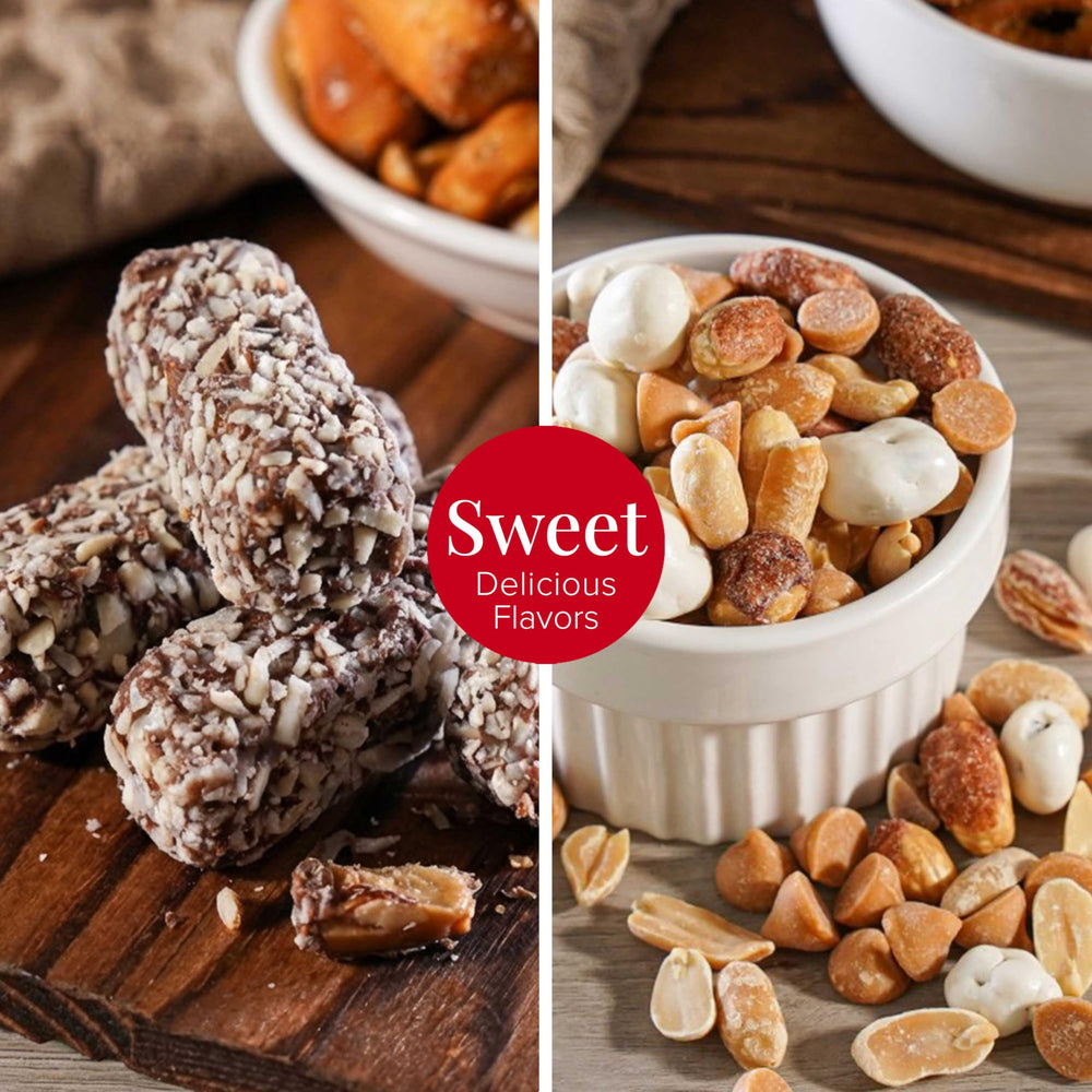 Broadway Basketeers savory snacks arrangement displaying variety and satisfying crunch options