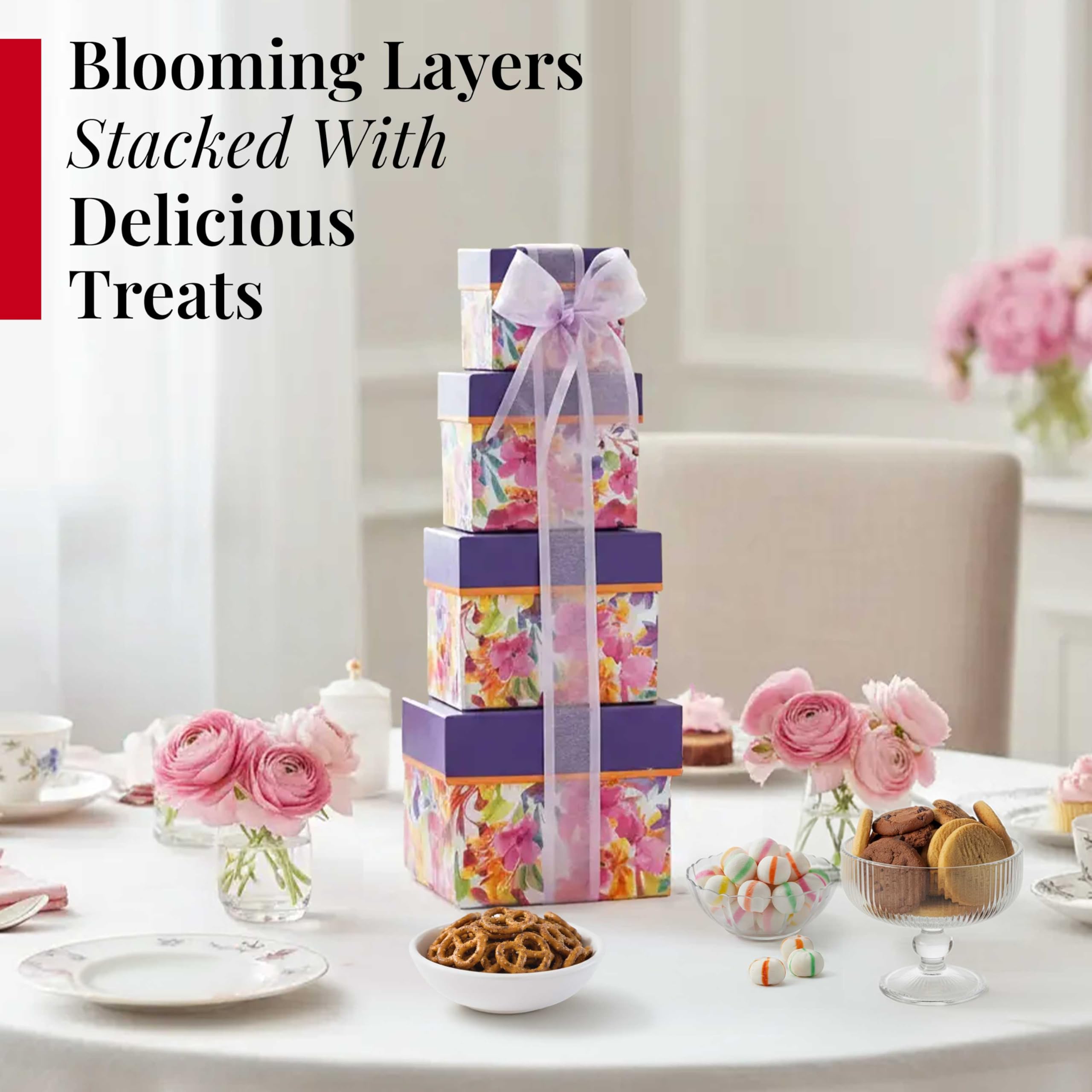 Broadway Basketeers tower beside common objects to show 6x6x15 inch scale and portability