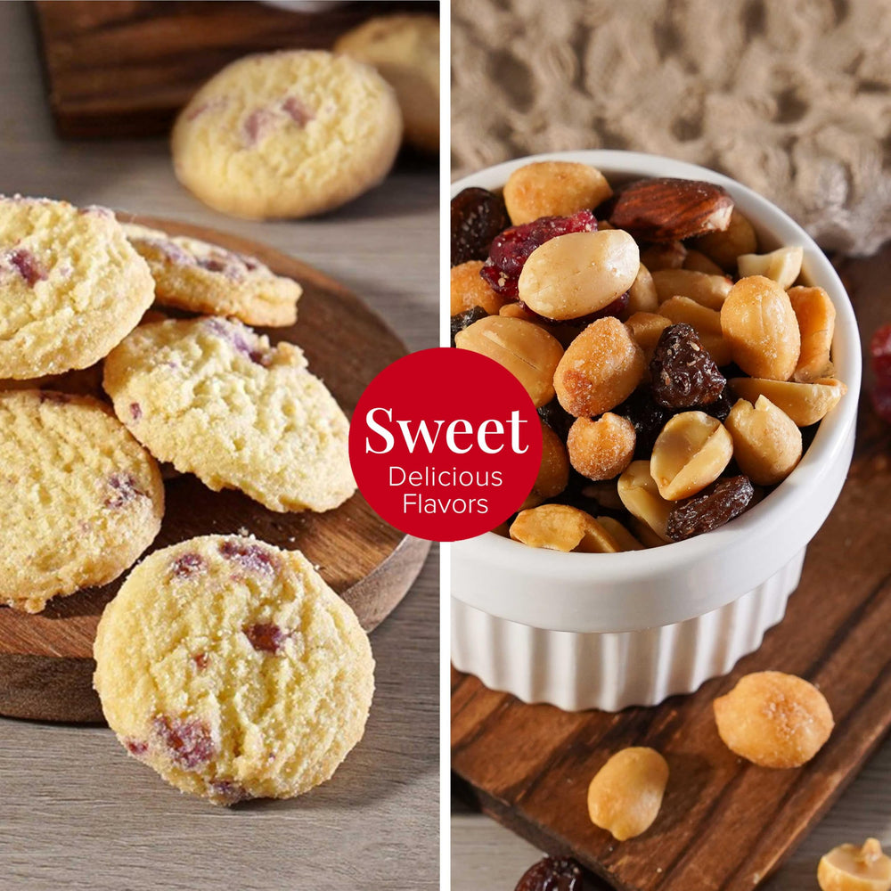 Broadway Basketeers sweet and nutty trail mix in bowl illustrating shareable snack option