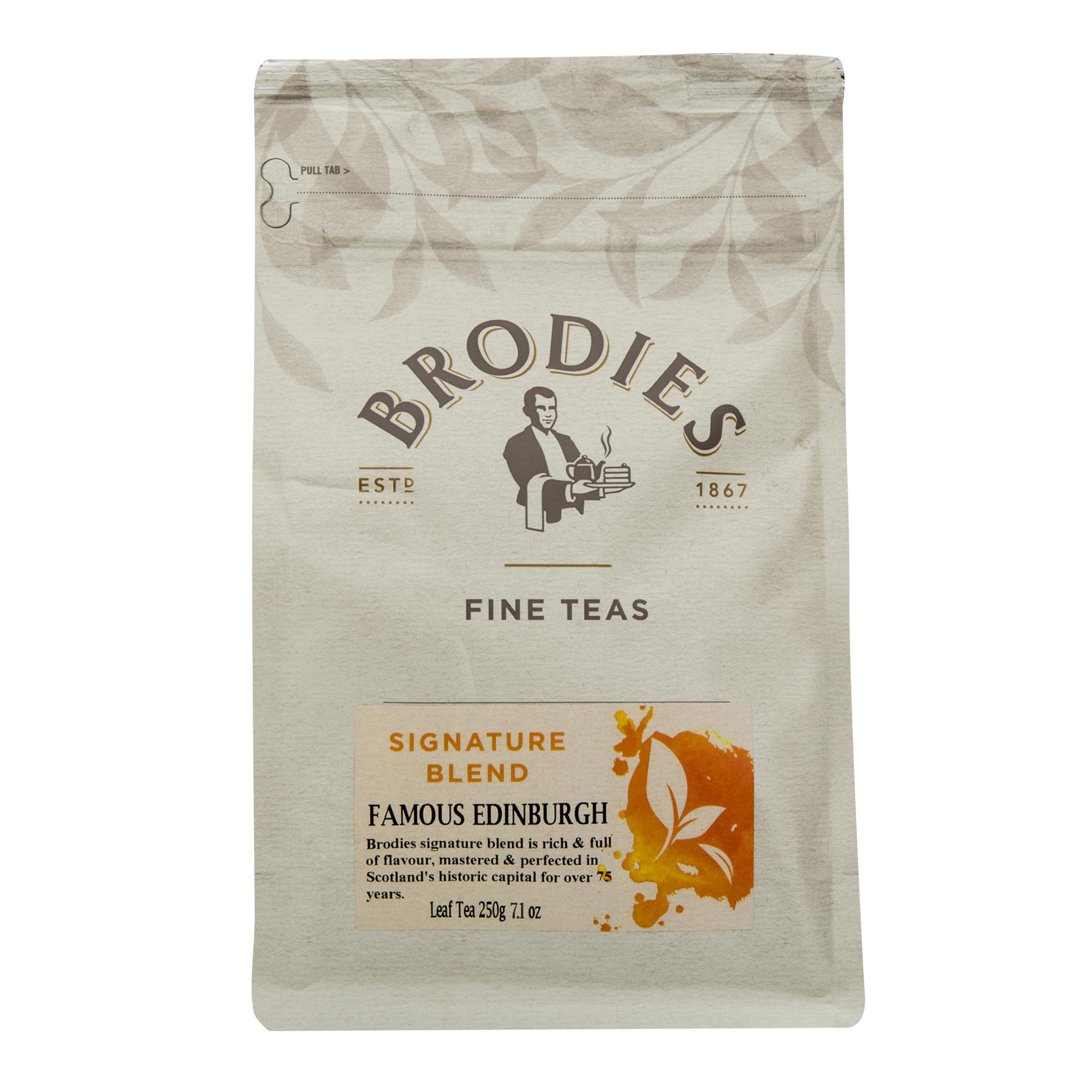 Brodies Estd 1867 drum front view showing packaging and gifting benefit