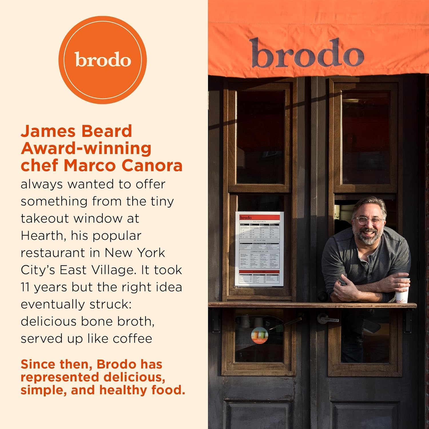 Person enjoying a warm cup of Brodo mushroom broth to show comforting on-the-go use