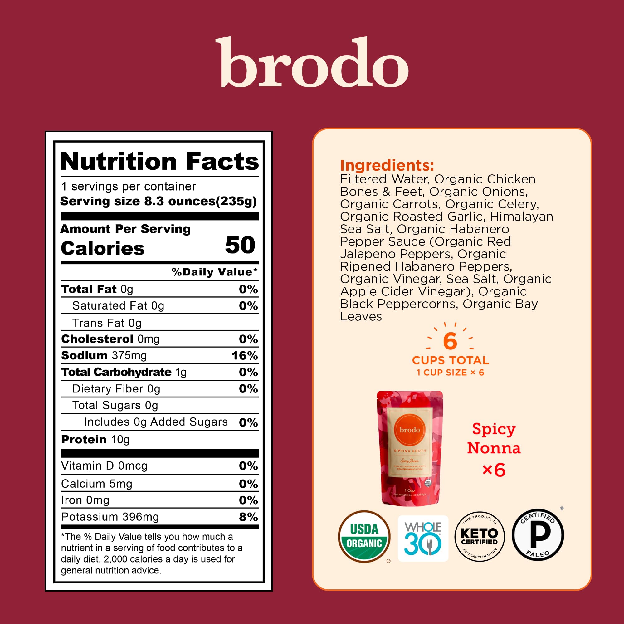 Brodo pouch poured into a mug, highlighting convenience and hot-ready serving benefit