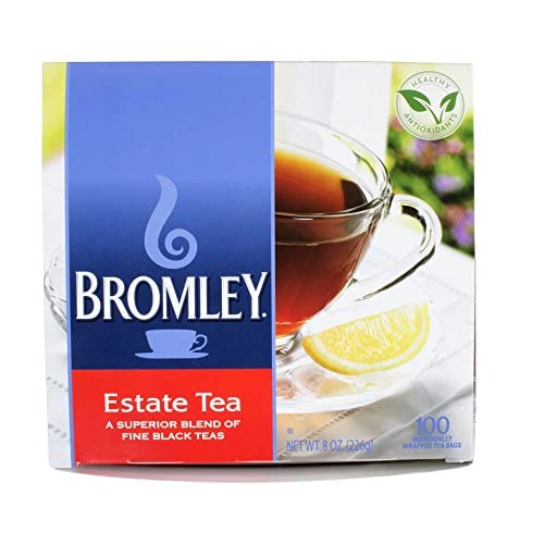 Bromley tea bag close-up displaying blend texture and easy single-serve convenience