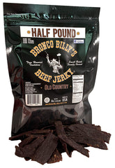 Bronco Billy's front packaging showing half-pound resealable bag and label benefits