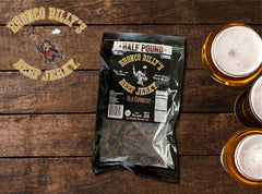Bronco Billy's open bag with resealable zipper preserving freshness outdoors