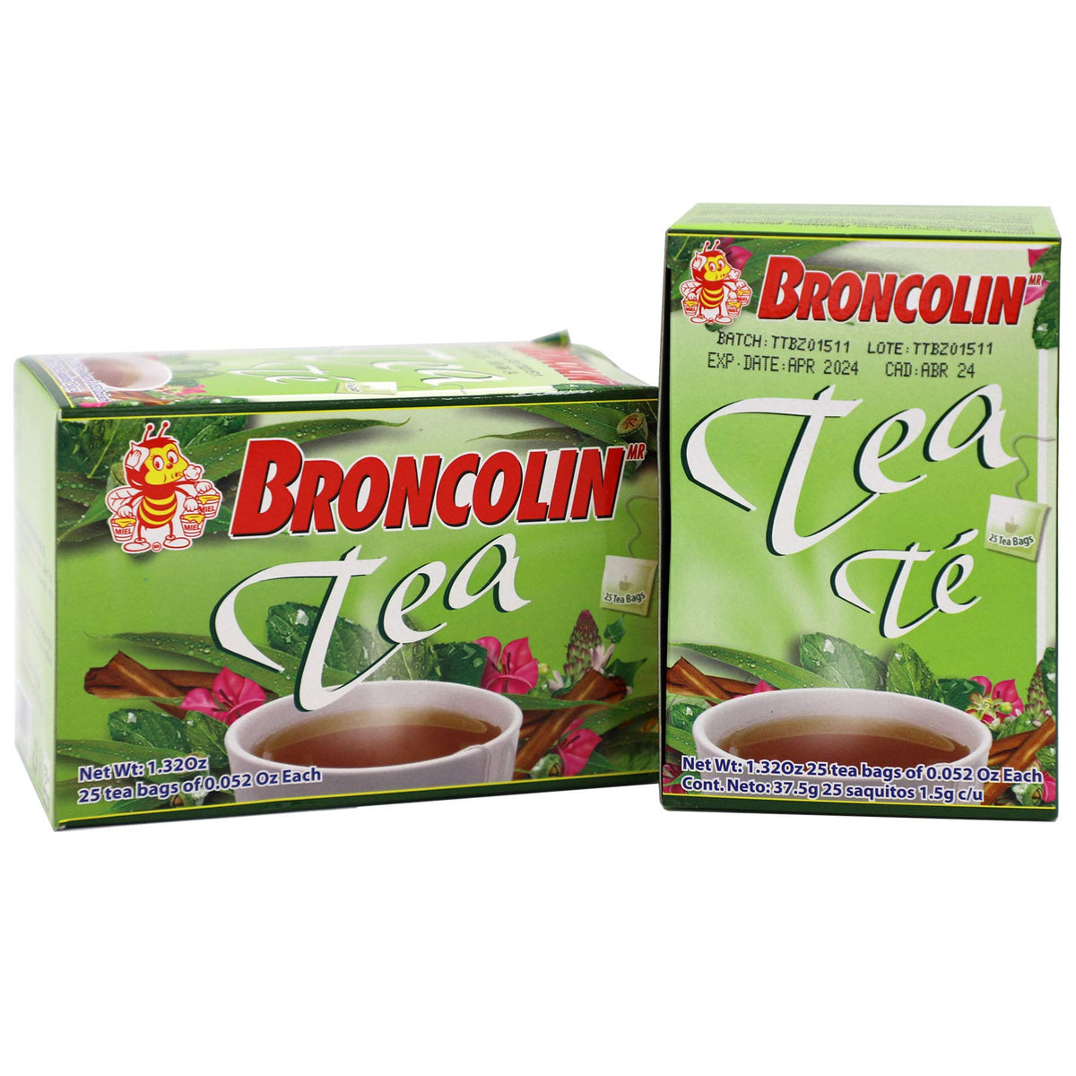 Broncolin front packaging showing two boxes and clear branding, convenient supply