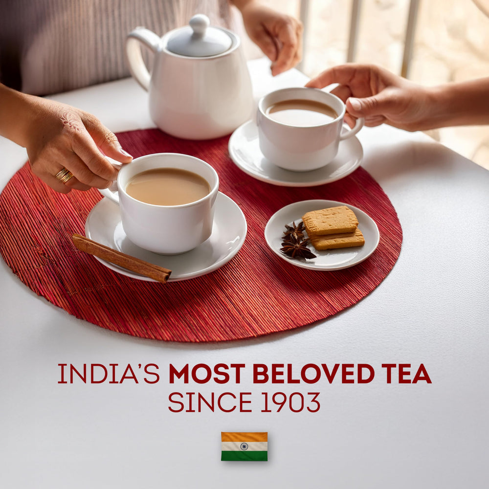 Brooke Bond teaspoon measure illustrating one-teaspoon-per-cup guidance for consistent strength