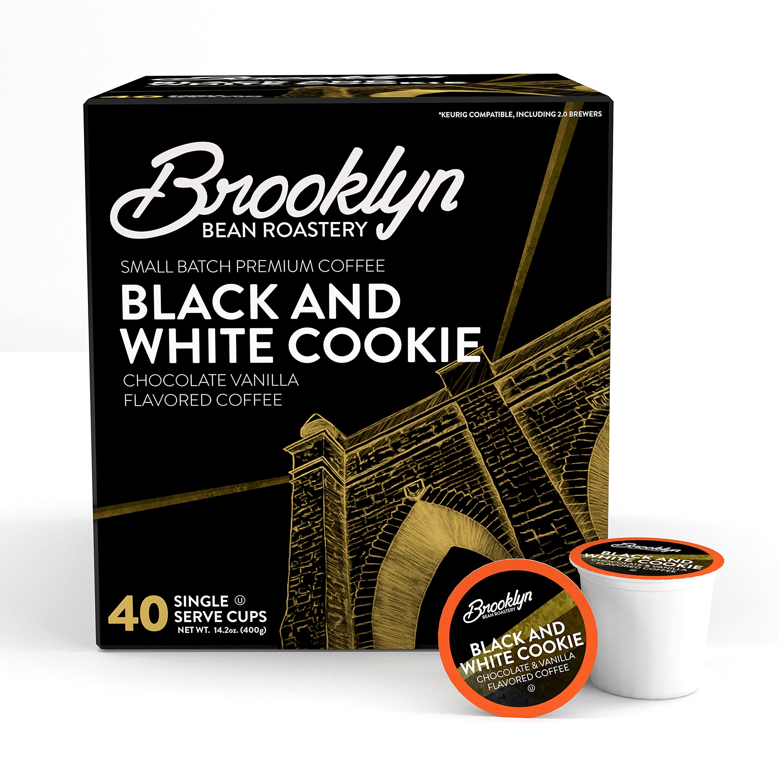 Brooklyn Beans front box showing black and white cookie pods and brand name, appealing gift option