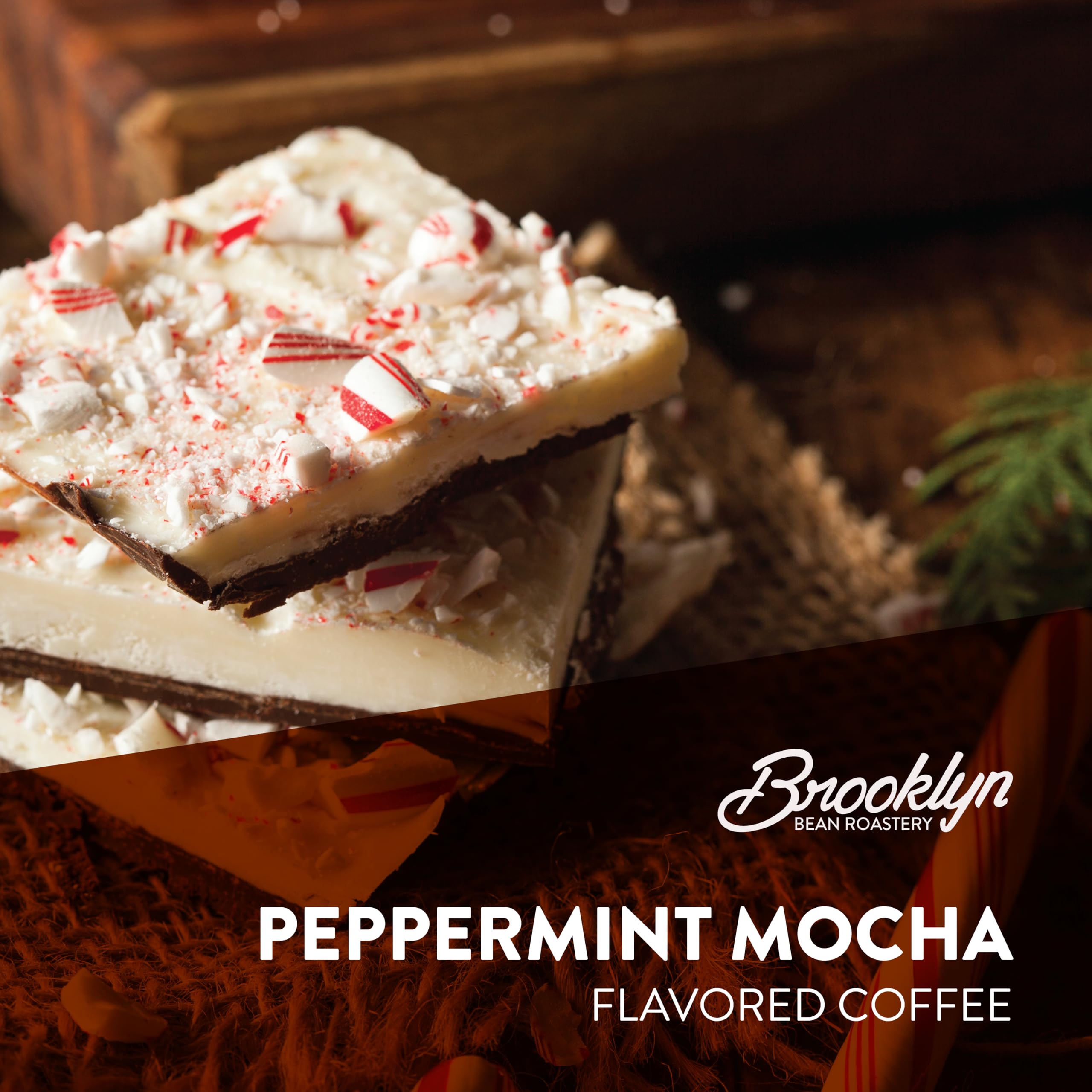 Brooklyn Beans brewed cup in a holiday setting illustrating warm festive enjoyment