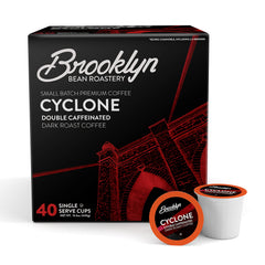 Brooklyn Beans front packaging showing 40-count and strong blend benefits