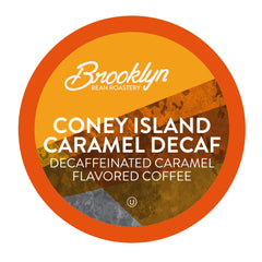 Brooklyn Beans front packaging displaying 40-count and caramel decaf benefit convenience