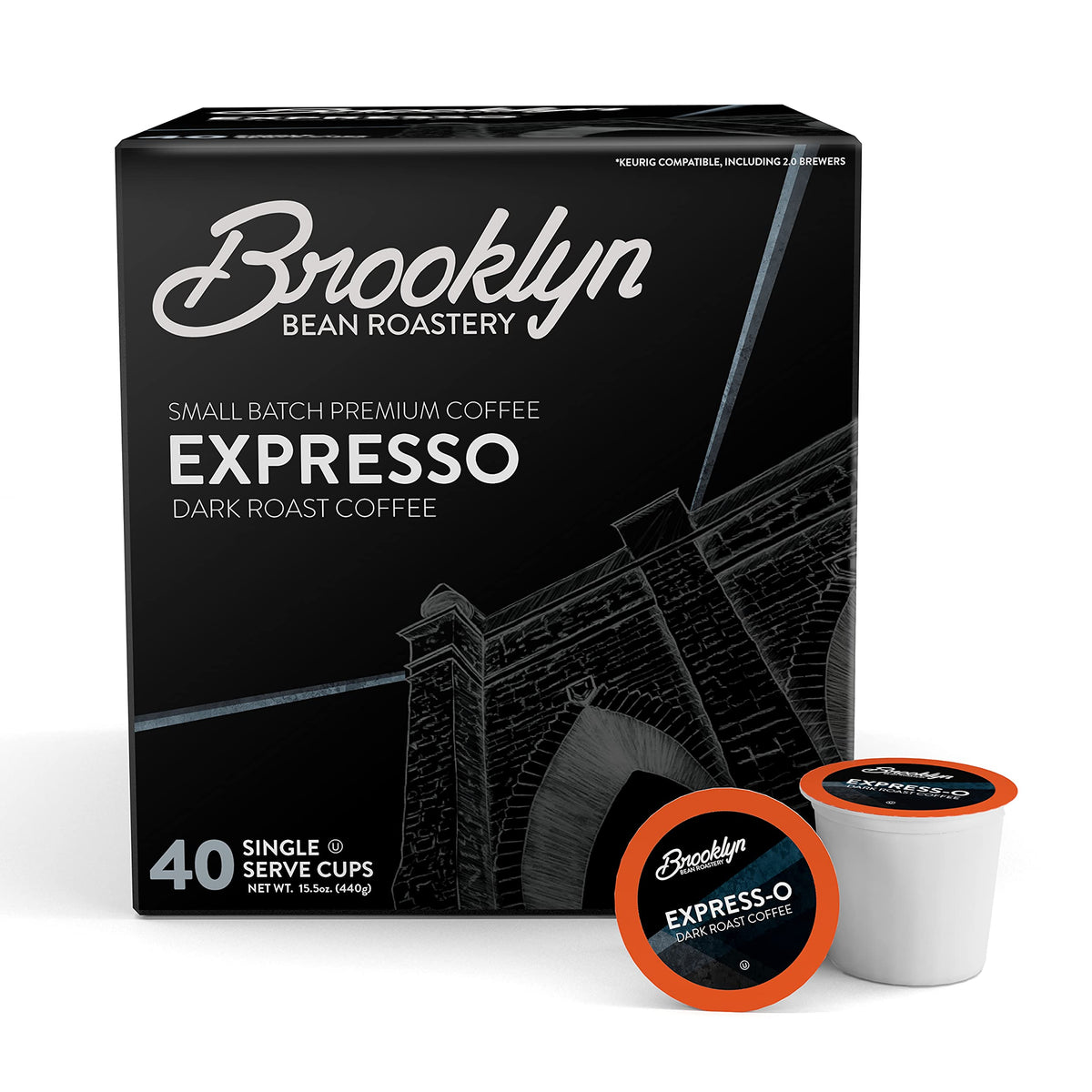 Brooklyn Beans front packaging showing bold espresso branding and convenience