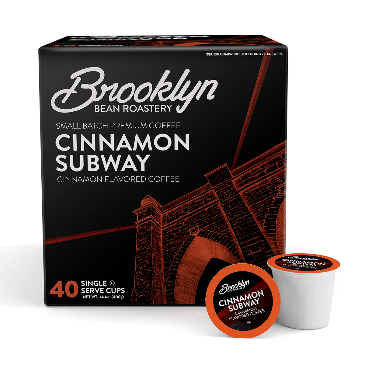 Brooklyn Beans front packaging showing cinnamon flavor and count benefit