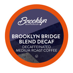Brooklyn Beans front packaging showing 40-count decaf pods and bold branding, convenient storage