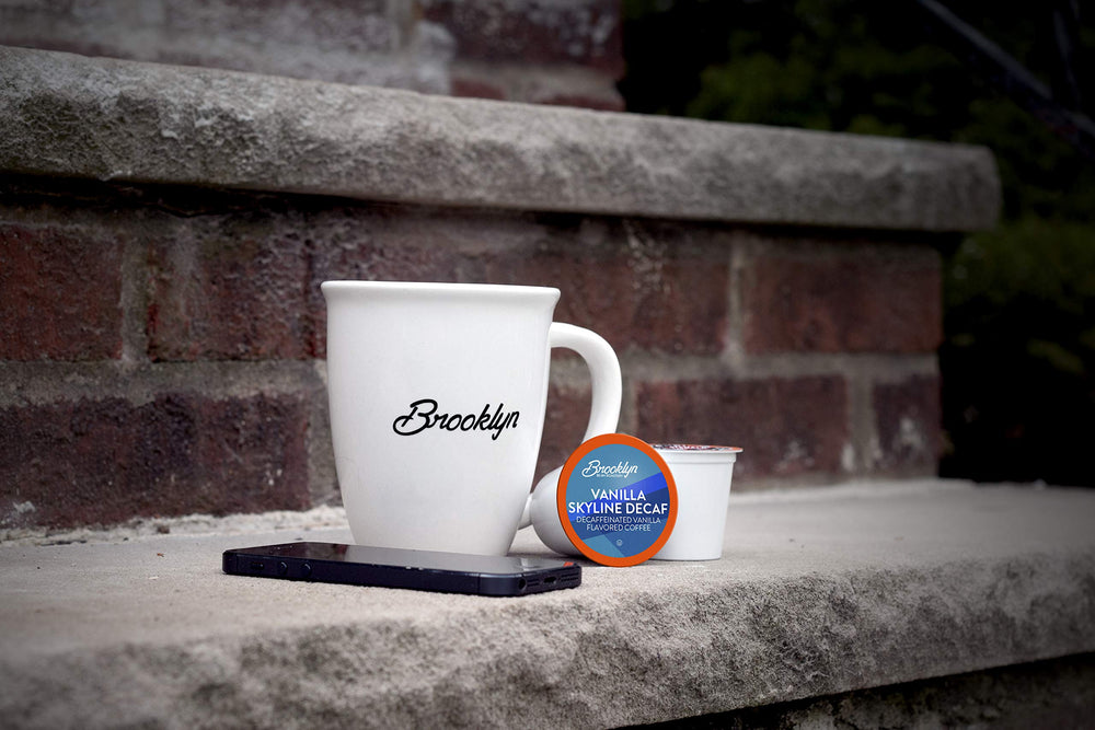 Brooklyn Beans pod inserted in Keurig machine demonstrating easy compatibility and fast brewing