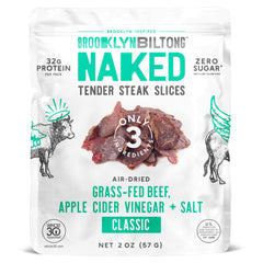 Brooklyn Biltong front packaging showing product and pack benefit