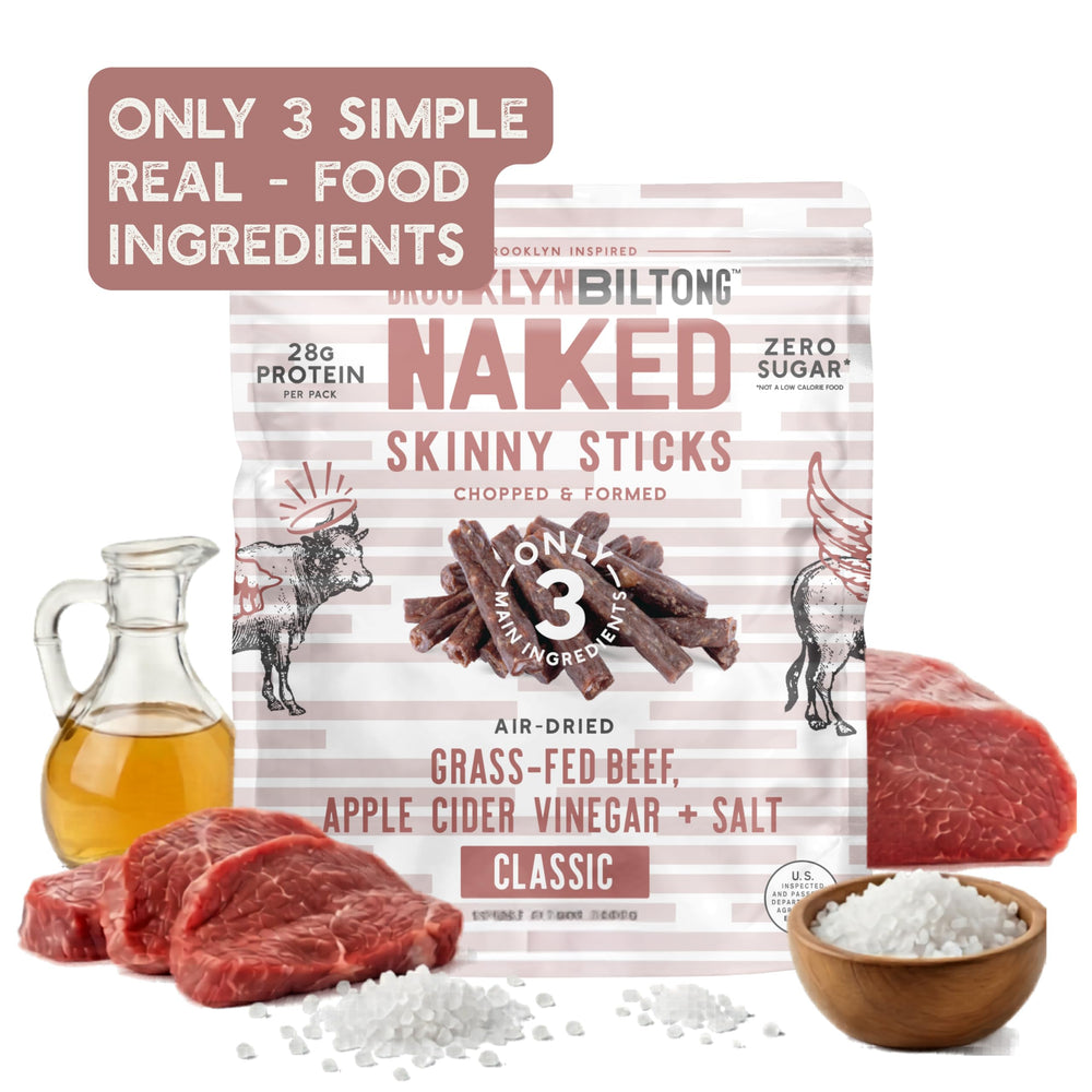 Brooklyn Biltong ingredients label displaying simple five-ingredient clean profile