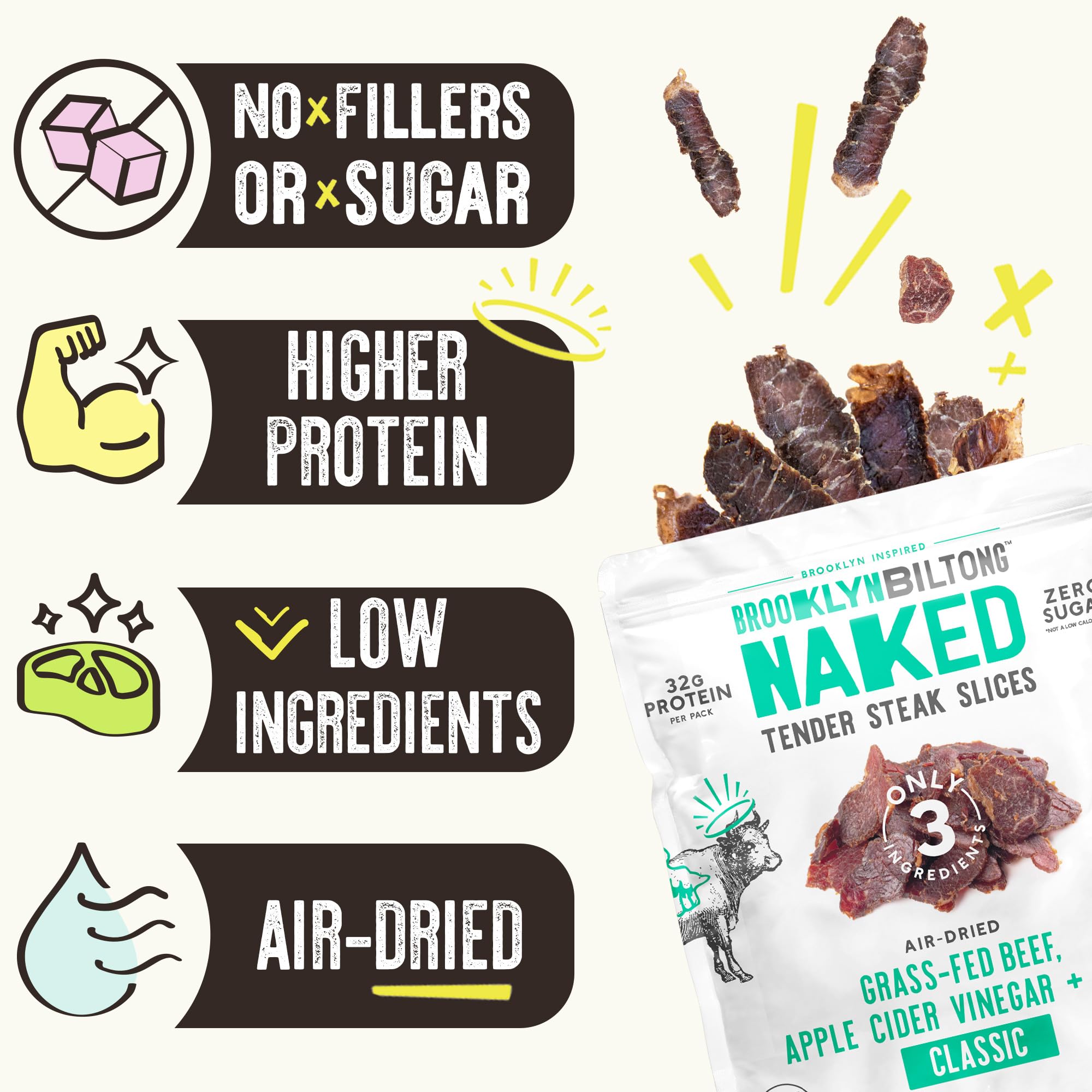 Brooklyn Biltong portion in hand illustrating on‑the‑go convenience