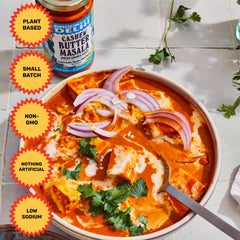 Brooklyn Delhi sauce served with naan and rice showing family-friendly meal idea