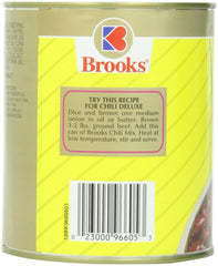 Brooks chili mix served in bowl with toppings, showcases ready-to-eat convenience