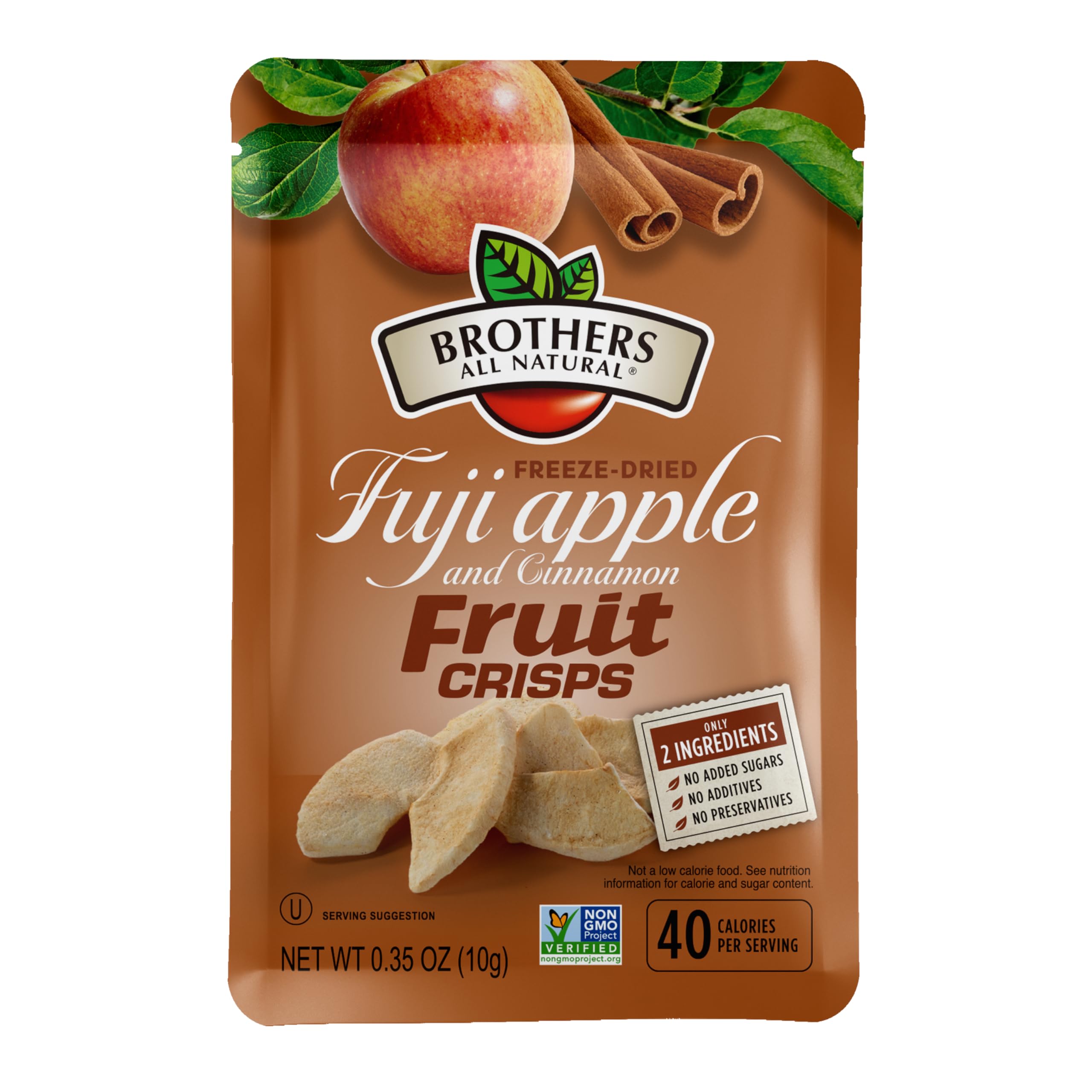 Brothers-All-Natural front packaging showing Fuji apple cinnamon snack and convenience